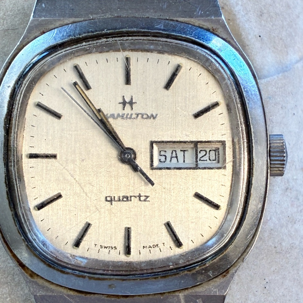 Rare Vintage 70’s Hamilton Men Day Date Watch 36mm 707007-3 New Battery